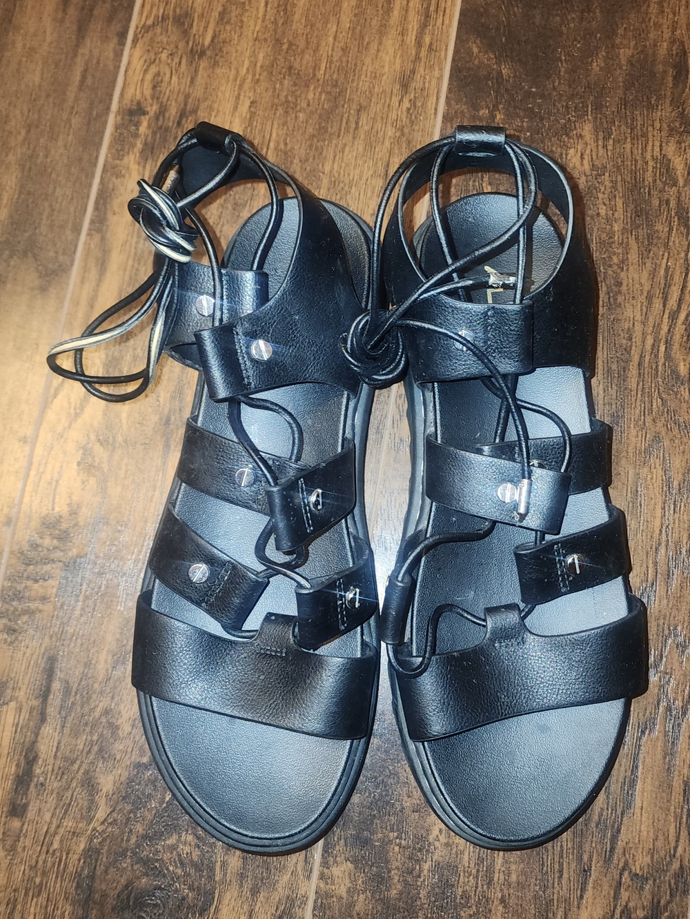 Aldo Velma Black Lace-Up Strappy Gladiator Sandals